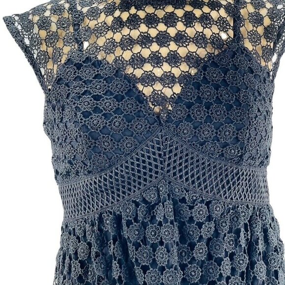 Anthropologie ERI + ALI Morea Black Crocheted Fit and Flare Dress Size 2P - Picture 6 of 11